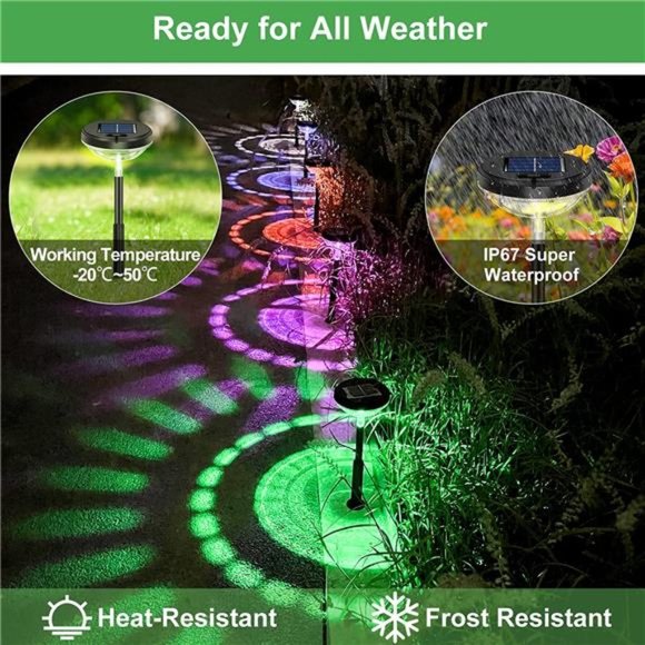 Bright Solar Pathway Lights 6 Pack,Color Changing+Warm White LED Solar Lights - Picture 5 of 6